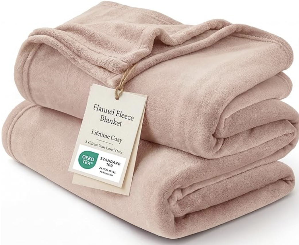 Bedsure GentleSoft Fleece Blanket Queen Size, Dusty Pink, 90 x 90 Inches