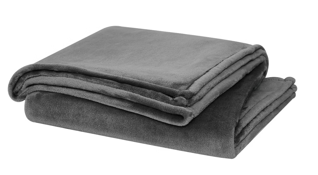 Cannon 60 x 80 Oversized Solid Plush Throw Blanket, Gray