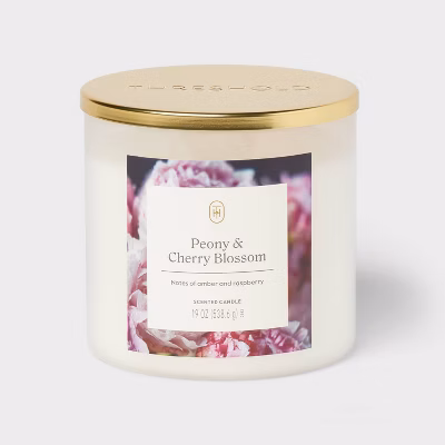 3-Wick Lidded Glass Jar Candle Peony and Cherry Blossom 19oz