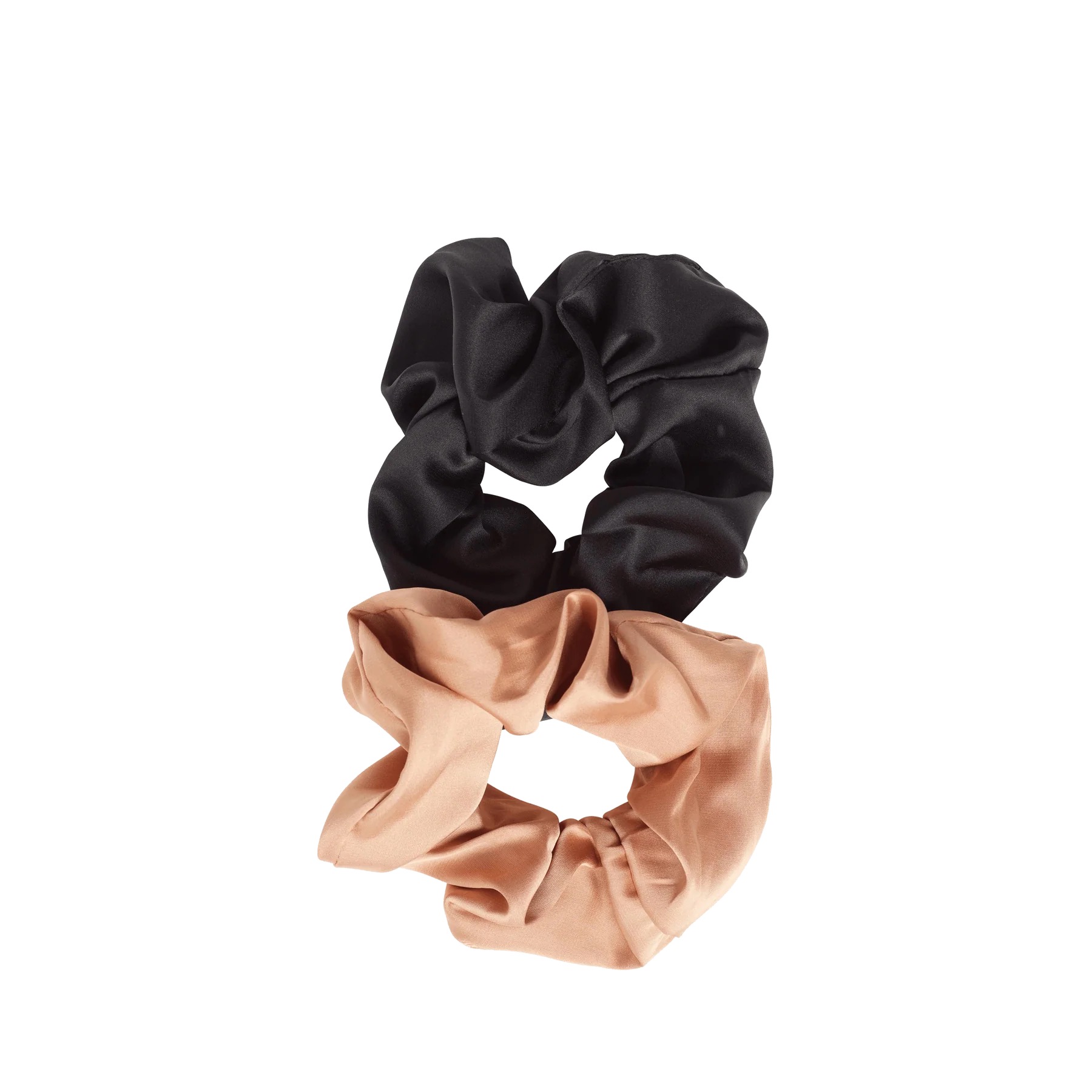 Forever Ouchless Satin Scrunchies, Black and Brown, 2 Ct