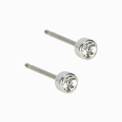 Blomdahl Silver Titanium Bezel Crystal Earrings