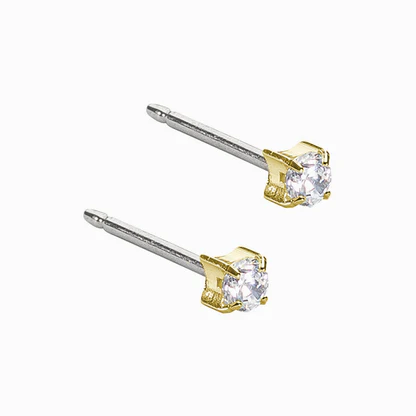 Blomdahl Golden Titanium Prong Set CZ Earrings