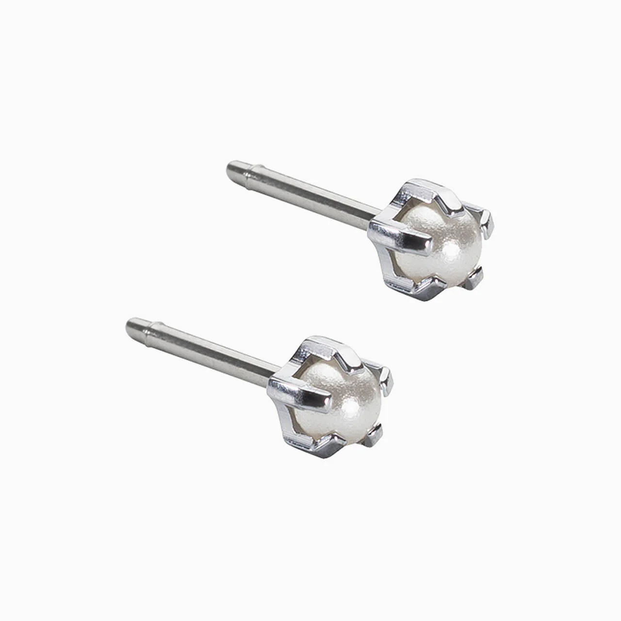 Blomdahl Silver Titanium 4mm Prong Set Pearl Earrings